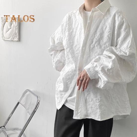 Podzim Jaro Košile Květina Rilievo Zapínání na knoflíky Límec Cardigan Dlouhé rukávy Cardigan Volný Střední délka Tmavý styl Top Denní nošení