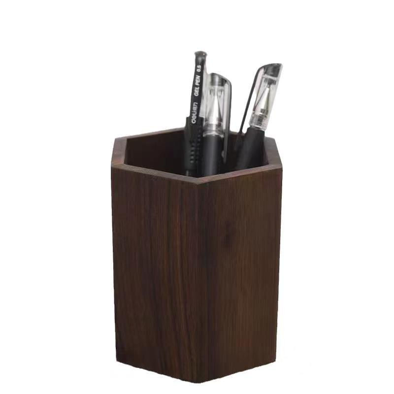 Black Walnut Solid Wood Pen Holder: Creative Storage Box for Office or Tea Ceremony Accessories