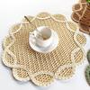 Woven Placemat Heat Insulation Non-Slip Table Mat Retro Petal Shape Dining Mat
