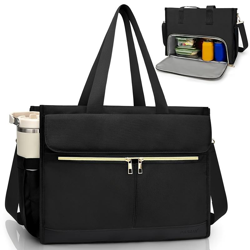 Oxford Lunch Bag for Women, Laptop Compartment, Large Insulated Tote Bag with Side Pockets for Nurses Teachers Outdoor Activitie