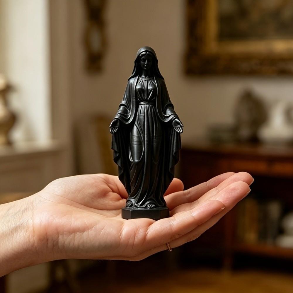 Plastic Mini Virgin Mary Figurine Minimalist Catholic Prayer Figurine Bedroom