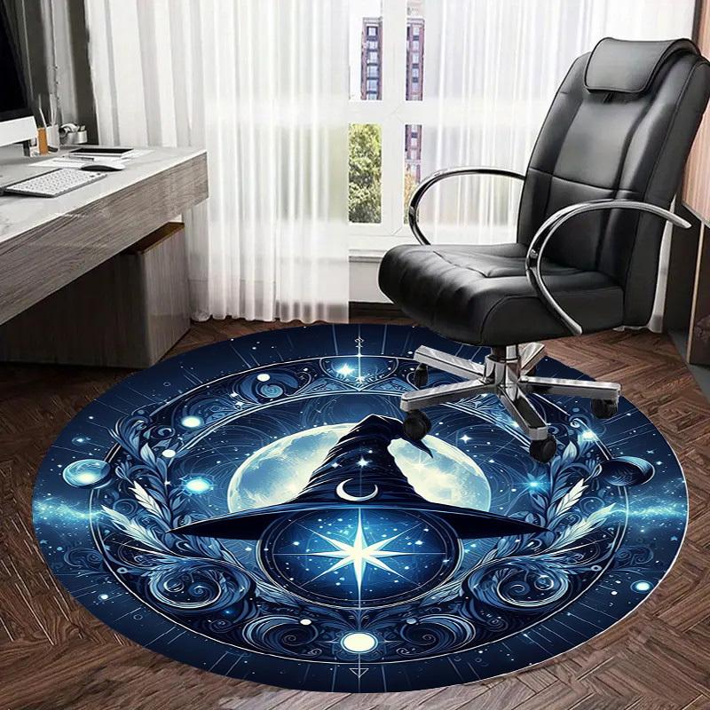 1pc Office Carpet Chair Mats Witchcraft Moonlit Hat Stars Perfect for Decorating Office Chairs, Living Rooms, Or Bedrooms