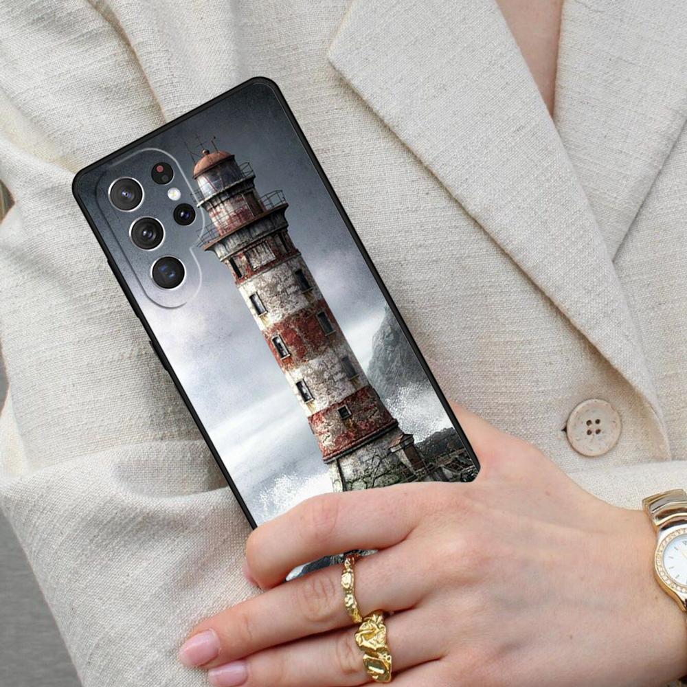 Abstract highway landscape lighthouse Cell Phone Case for Samsung Galaxy S26 Ultra S25 S24 S23 S22 S21 S20 Note10 Cover