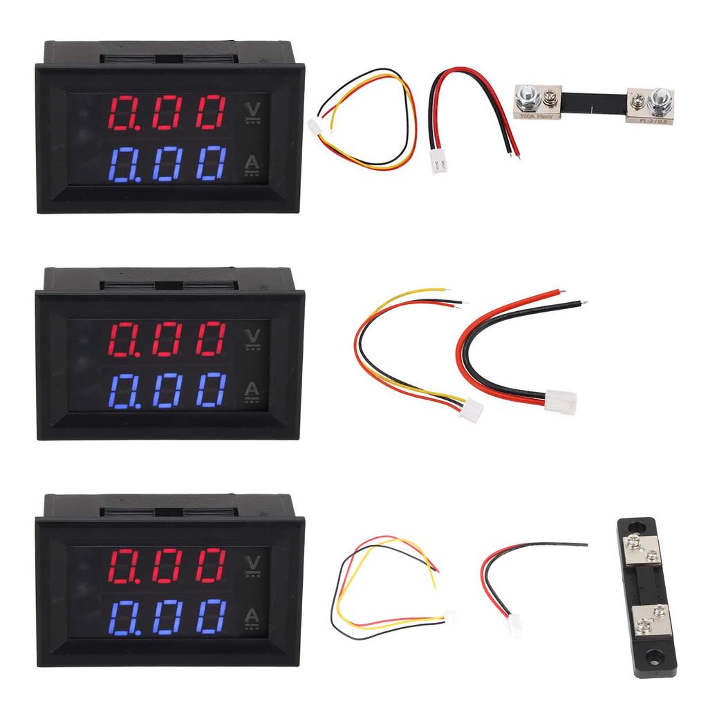 Voltage Amperage Monitor Gauge Amp Detector 0‑100V Voltage Current Meter with Calibration Potentiometers for Solar Panels
