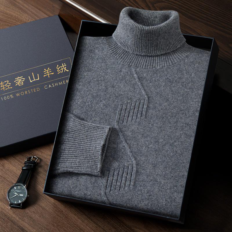 Versatile Men's Cashmere Sweater: Thick, Warm, Business & Casual Winter Wear