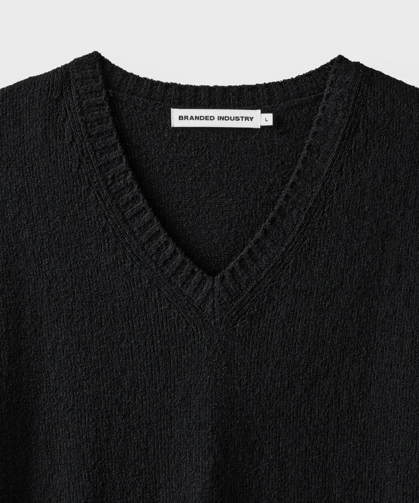 Beulaendideu Terry Boucle V-Neck Half Knit [Black]