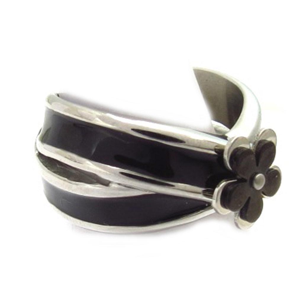 Stahlring 'Calypso' schwarz silber (Blume)