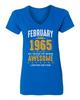 February 1965 Birthday 60 Years of Being Awesome Ladies039 V-Neck Tshirt
