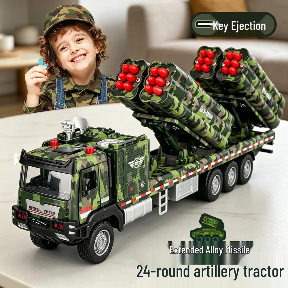 Alloy Anti-Aircraft Missile Artillery Vehicle Toy - Pull-Back Car for Boys Aged 1-6