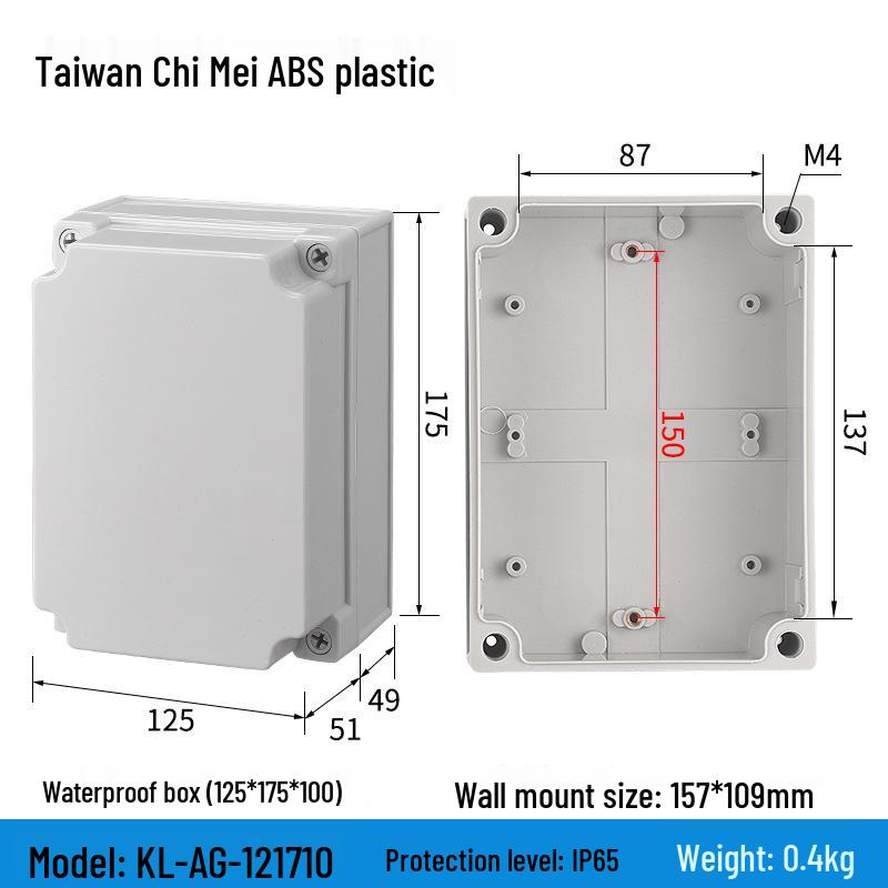 Outdoor Waterproof ABS Power Supply & Monitoring Socket Box with Wiring Terminal & Button