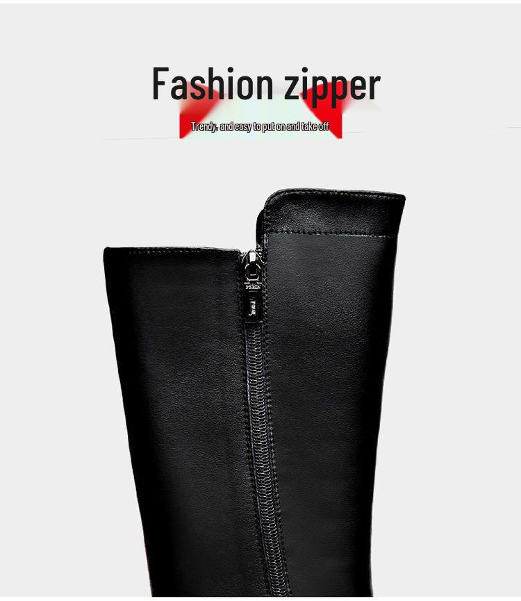 Men's High-Top Genuine Leather Equestrian Riding Boots - Winter Long Cowboy Style