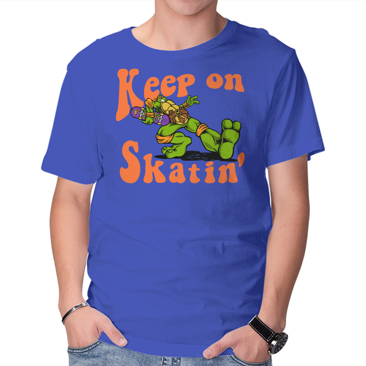 Unisex Crew Neck T-Shirt Keep On Skating Graphic Short Sleeve Casual Tee L