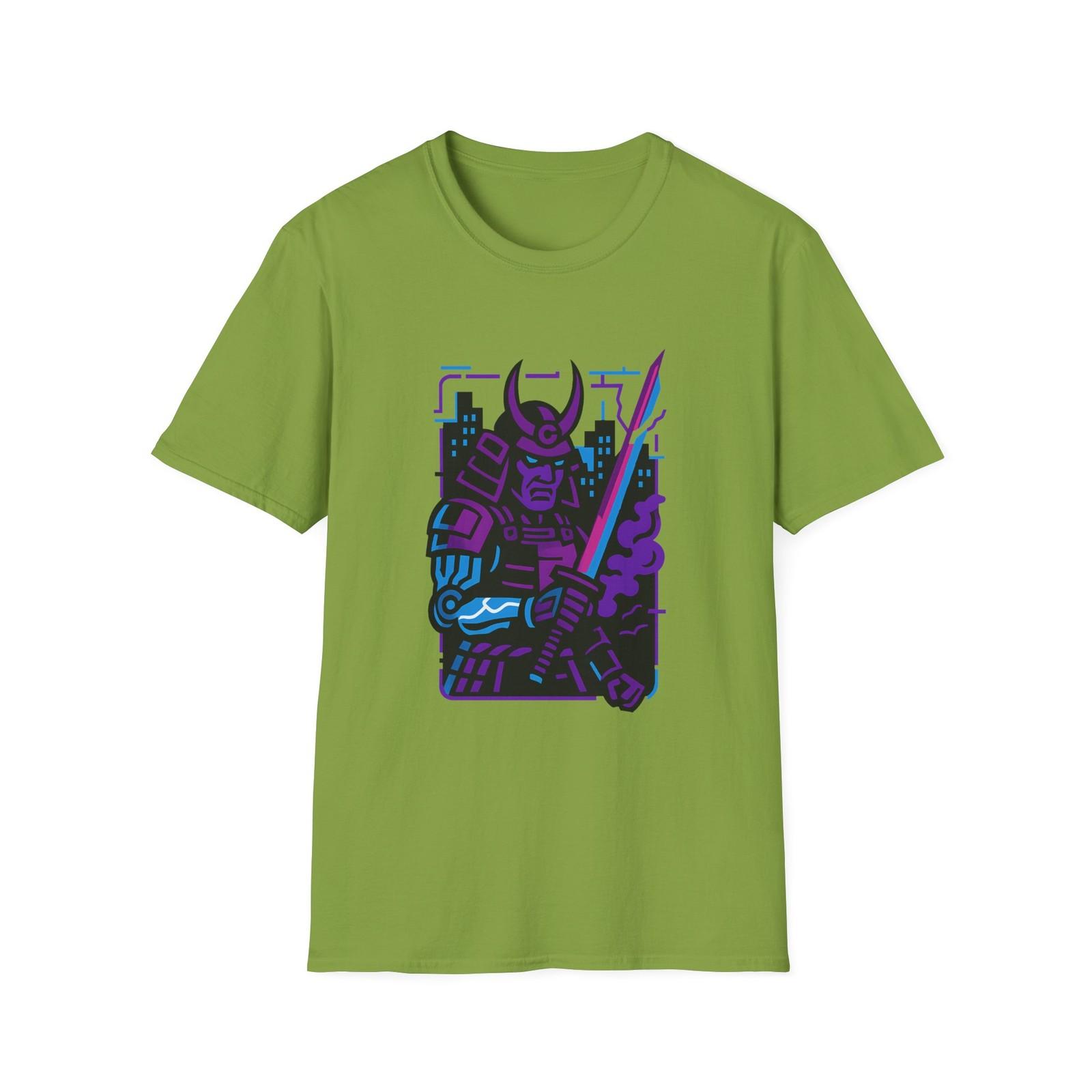 Unisex Softstyle T-Shirt Mens Womens Tees Top Futuristic Cyber Gladiator Glowing Armor Neon M