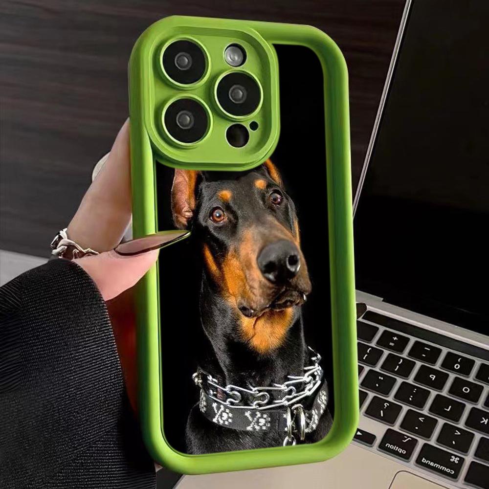 LZ14 Dog Doberman Animal Art Silicone Phone Case for iPhone 11 13 14 15 16 Pro Max 7 8 16 Plus 12 Mini XS Max XR Shockproof Back Cover