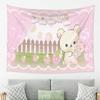 1pc Kawaii Strawberry Bear Tapestry 2D Polyester Flat Print Cute Pink Bear with Strawberry Wall Hanging Decor for Bedroom Living