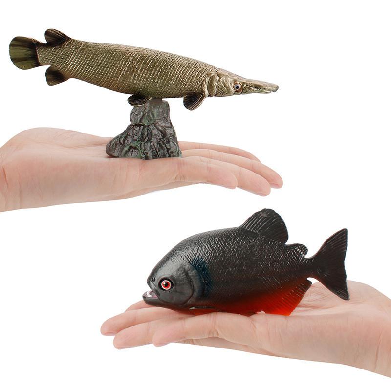 Piraña Criatura Marina Pez Modelo Pvc Realista Decoración de Acuario Con Soporte Para Coleccionistas