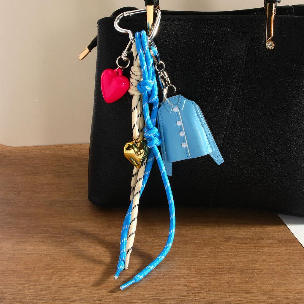 Pu Shirt Keychain With Heart Woven Rope For Casual Bag Decor