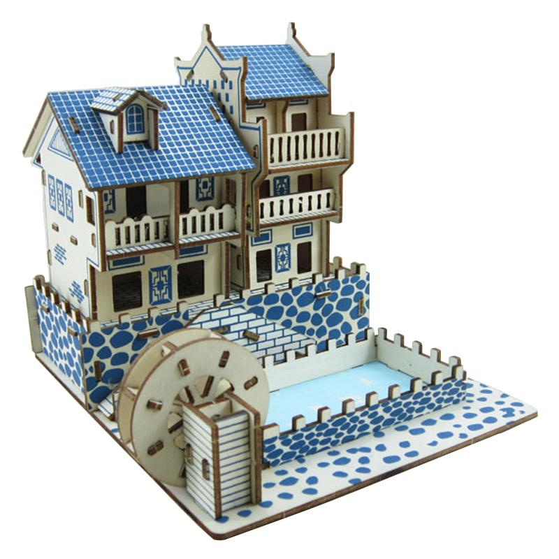 3D Ancient Town Of Fenghuang Jigsaw Wood Puzzle Building Architecture Diy Educational Toys For Children Kids Wooden House Model