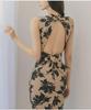 French Retro Backless Evening Dress with Printed Coat - Hip Floral Skirt Women's Fashion