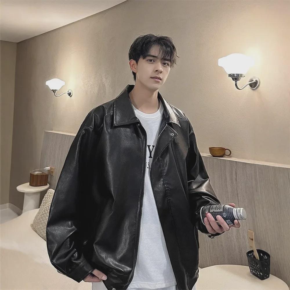 Unisex Retro Motorcycle-Style PU Leather Hip-Hop Jacket for Fall