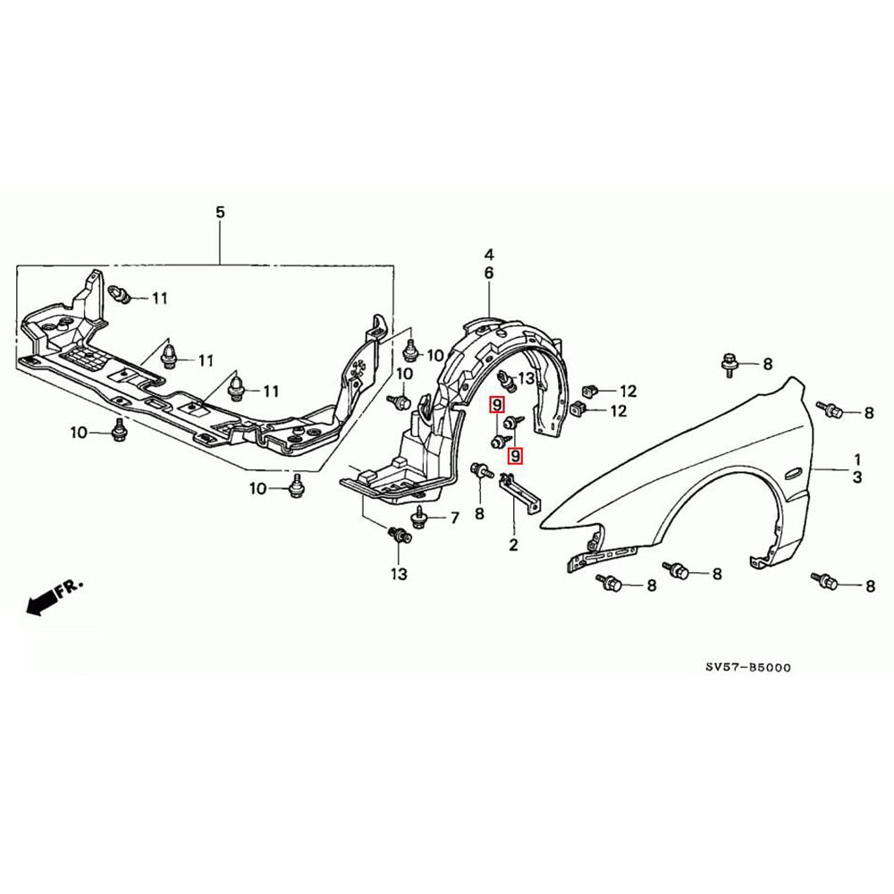 Honda 90114-SE0-000 Fender Liner Wheel House Liner Screw Bumper Screw Bolt Accord Civic CR-V