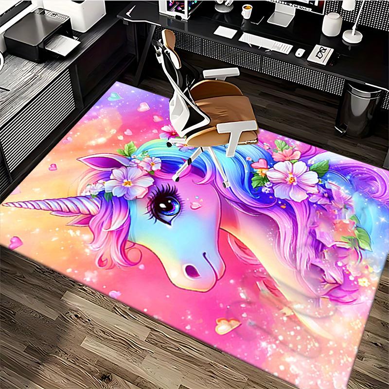 1pc Unicorn Fantasy Office Chair Mat - Anime Cartoon Design, Non-Slip Carpet for Home Decor, Suitable for All Seasons, Perfect Gift for Office and Gam