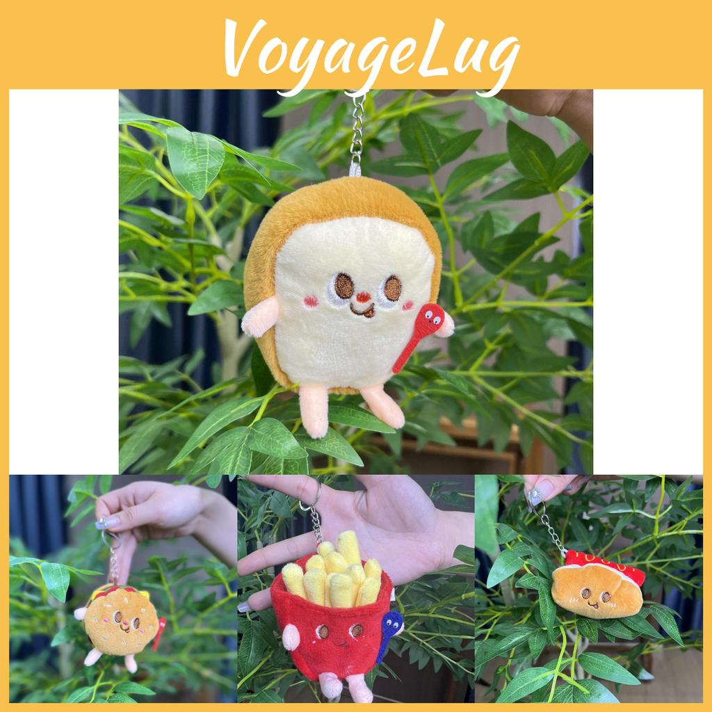 Cute Cartoon French Fries Hamburger And Hot Dog Plush Keychains Mini Figures