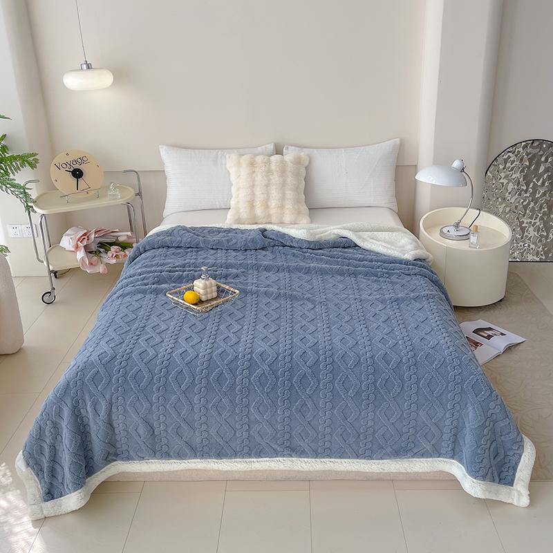 Super Soft Woolen Blanket for Bed Sofa Couch, Autumn Warm Lame Velvet Cover Blanket for Office, Air Conditioning and Nap, Travel