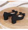 Women's French-Style Suede High Heels: Spring/Autumn 2024, Black, All-Match, Thick Heel, Shallow Mouth