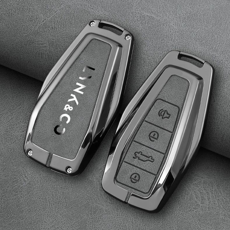 Premium Metall Schutzhülle für Lynk & Co 01 PHEV Schlüssel, Anti-Fall Schale mit Schnallenverschluss für Männer und Frauen