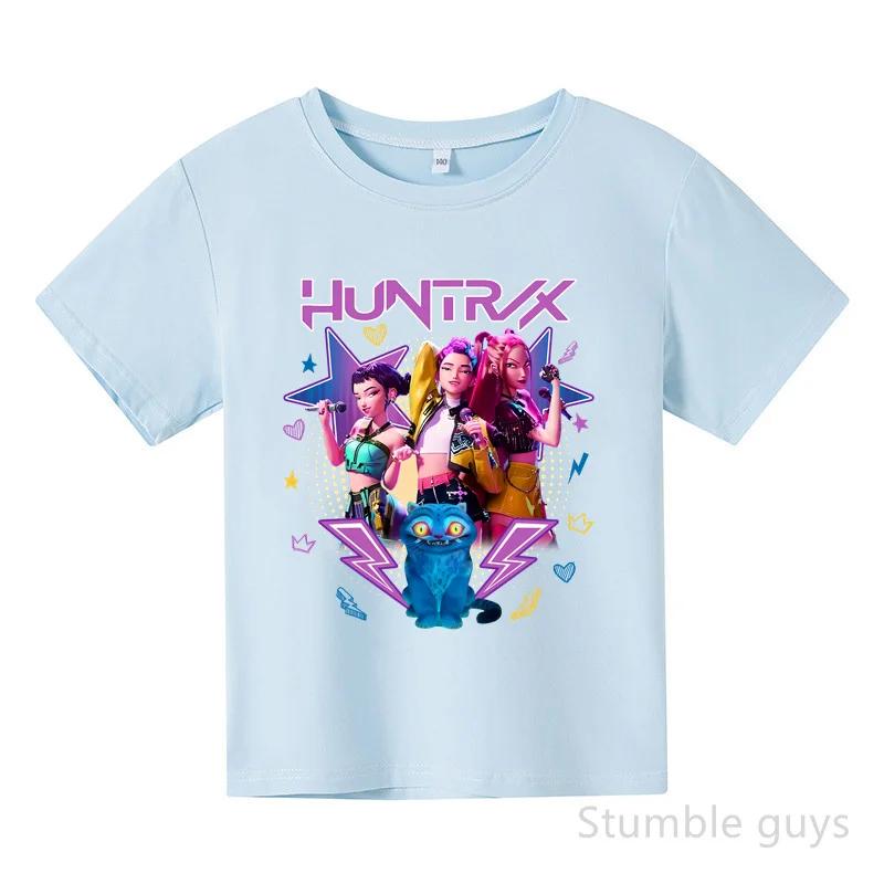 Kids Summer KPop Demon Hunters T-shirt Huntrix Anime Tshirt Boys Clothes Girls