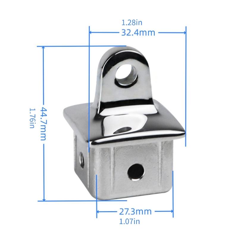 28/32mm Edelstahl Boots-Schiebekappe Quadratrohr Oberes Auge Endkappe Marine Bimini Beschlag für Markise Einfache Montage