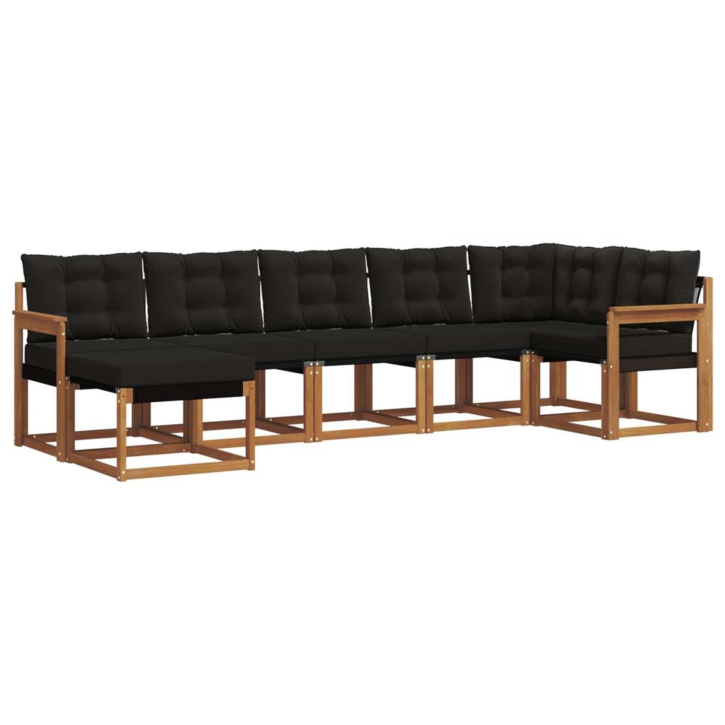 Outdoor Sofa Set with Cushions 7 pcs Natural and Black