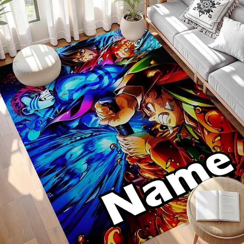Custom Name Personalized Demon Slayer Print Carpet, Versatile Home Decor Rug, for Playroom, Apartment, Balcony, Entryway, Hallway Gift