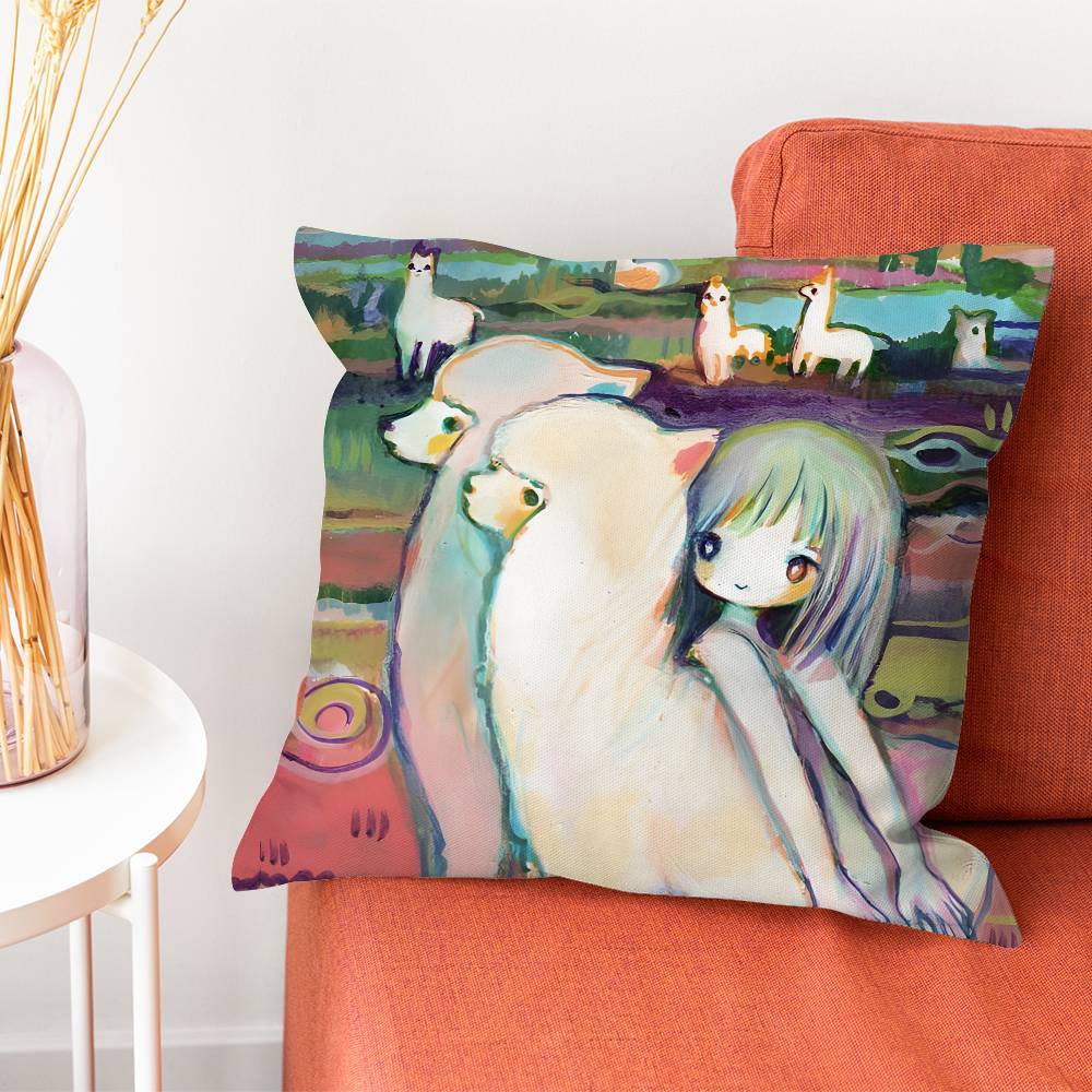 Kkikuo Art Anime Cartoon Pillowcase Pillows for Sofa Cover Decoration Home Decor Items Luxury Pillow Covers Cushion Cushions