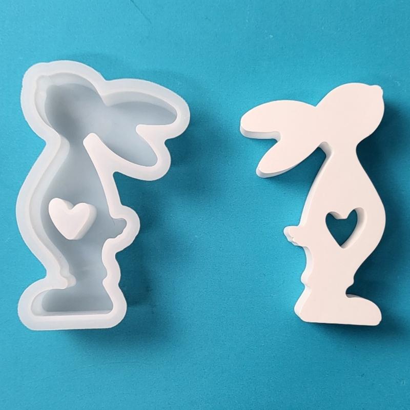 Easter Rabbit Silicone Mold 3D Heart Rabbit Candle Mold DIY Aromatherapy Candle Making Tool Resins Gypsum Mold Birthday