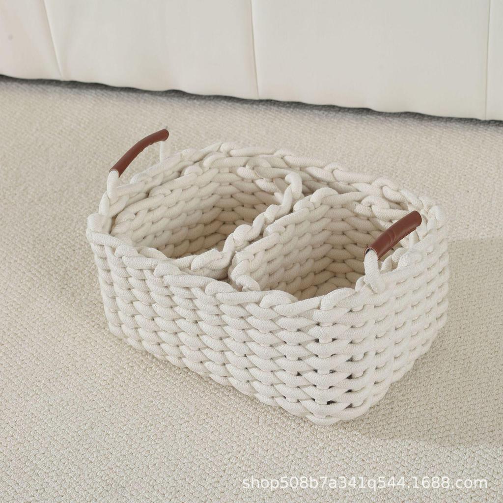 Braided Cotton Rope Multi-Color Storage Basket - Nordic Style Makeup & Sundries Organizer