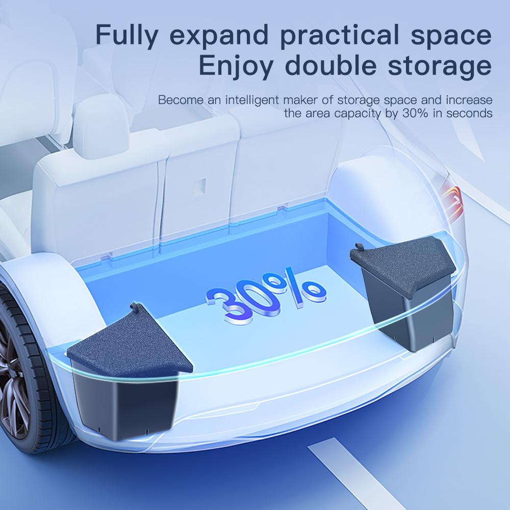 YZ Car Trunk Side Storage Box For Tesla Model Y juniper 2025-2026 Flocking TPE Cover Mat Partition Board Stowing Space