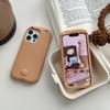 For iPhone 16 Pro Max Silicone Case Cute Sleeping Milk Tea Bear Design Shockproof Phone Back Cover