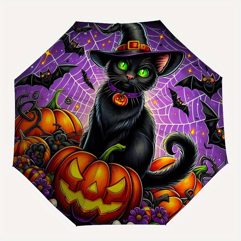 

1pc Halloween Cat Umbrella - 8-Rib Automatic Open/Close, Fashionable Compact Umbrella for Outdoor Adventures yy250813209