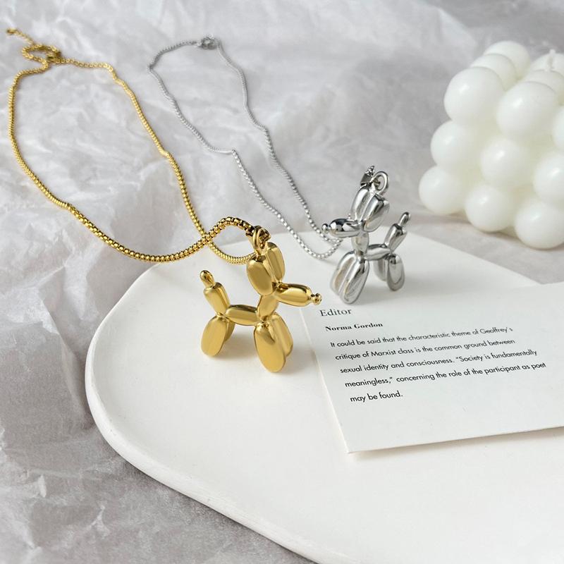 Fashionable And Creative Metal Balloon Dog Pendant Necklace Suitable For Men And Women Fun And Personalized Daily Jewelry Gifts