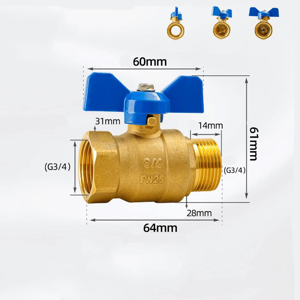 1/4" 3/8" 1/2" 3/4" BSPP Male To Female Brass Shut Off Ball Valve Fuel Gas with Red Blue Butterfly Handle Water Heater Switch