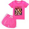 9198 Kids Girls Katseye Printed Casual Short Sleeves T-Shirt Shorts Clothes Set
