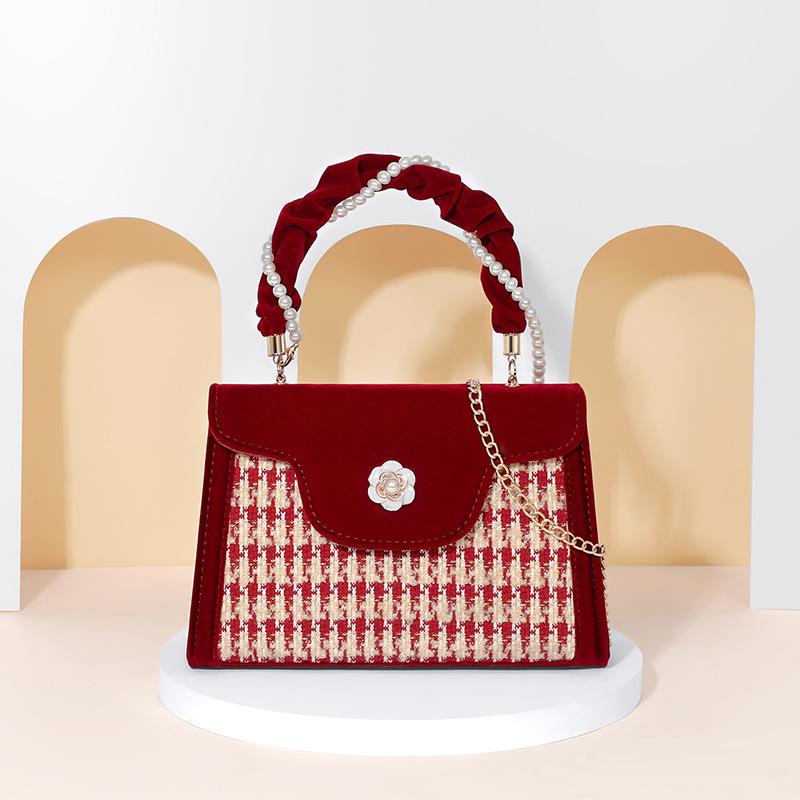2025 New Red Bridal Wedding Bag for Women, Crossbody Bag, High-end Handbag, Underarm Bag