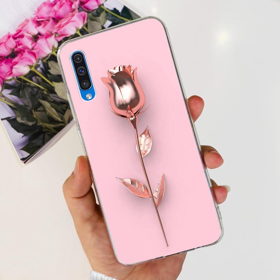 For Cover Samsung Galaxy A50 Phone Case Luxury Marble Flower Transparent Soft Bumper For Samsung A50S A30S A307F A507F A 50 Capa