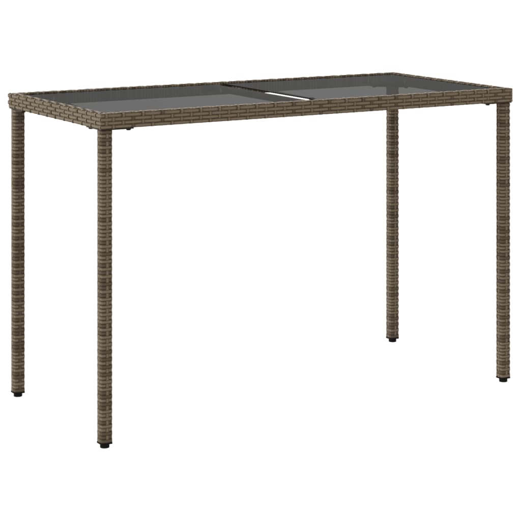 Garden Table with Glass Top Gray 115 x 54 x 74 cm Poly Rattan