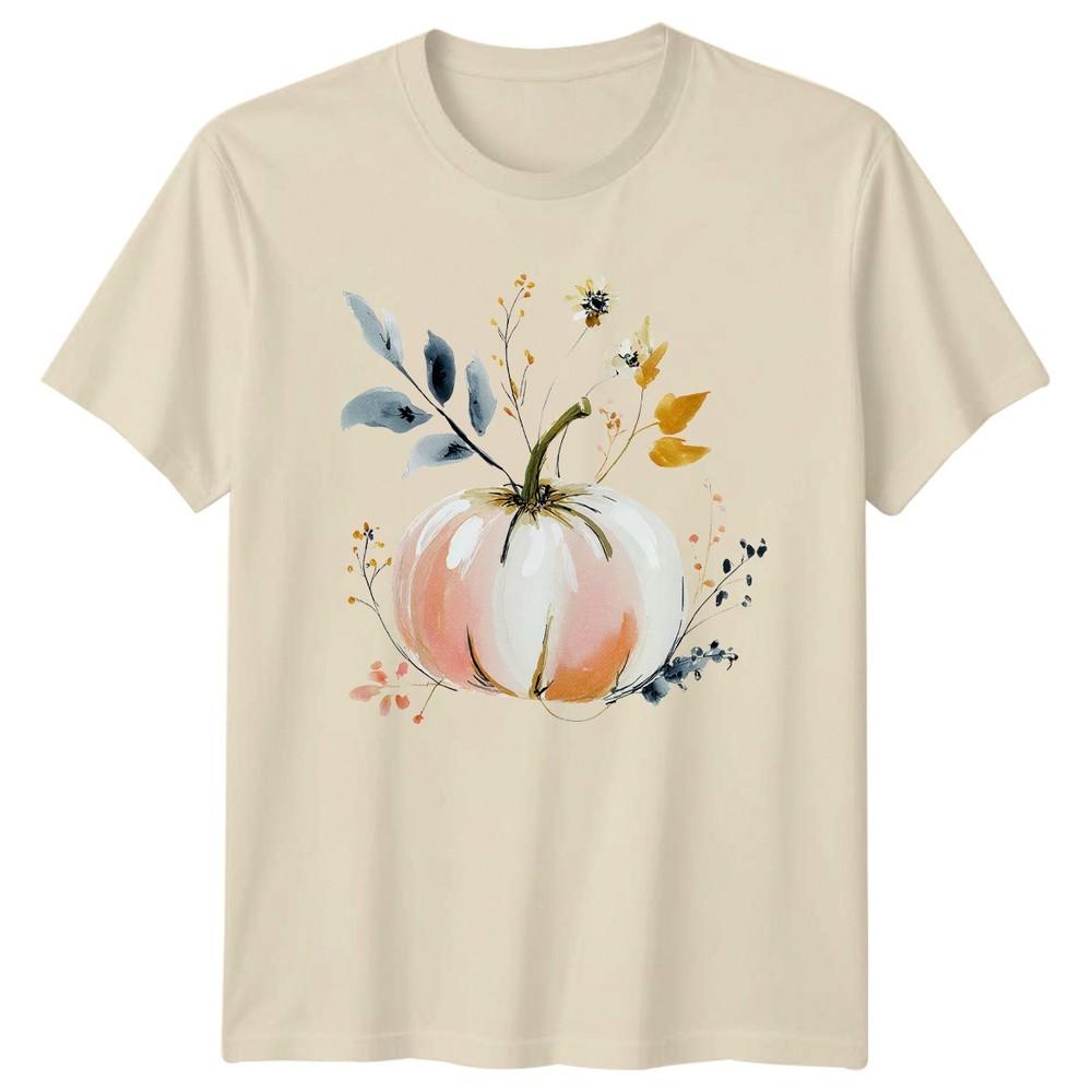 Elegant Fall Watercolor Unisexs TShirt Pumpkin Harvest