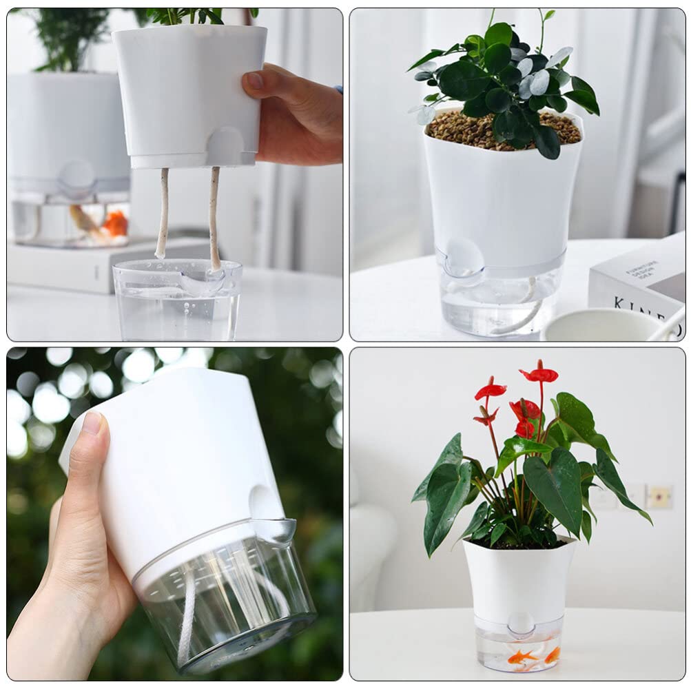 OUNONA Automatic Watering Planter with Water Dedicated Water Round Suitable for Growing and Indoor and Outdoor Large Supply, Double-Layered