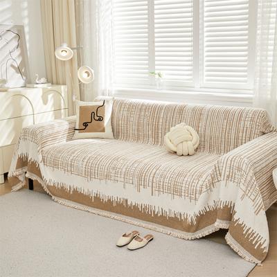 Flauschige Linien Jacquard Verdicken Flauschiges Sofa Handtuch mit Quaste Universal für Wohnzimmer Möbeldekor Bezug oder Campingdecke