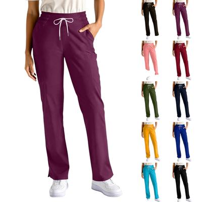 Women's Casual Lightweight  Color Work Pants/caregiver Pants With Side Pockets